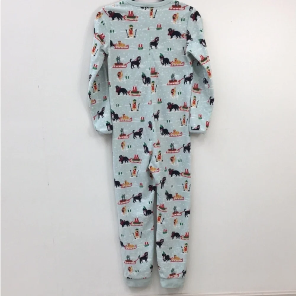 Lands End Kids Long Sleeve Fleece Winter Onesie Sleep Pjs Size 12 GREAT Used